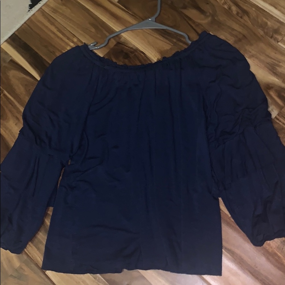 long sleeve navy blue blouse
